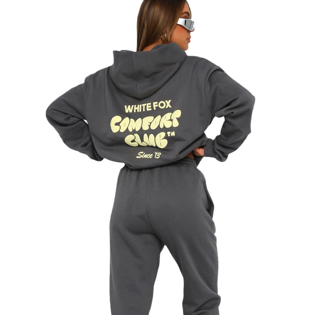 Suit Fashion Sports Long Sleeve Pullover Hoodie Two-Piece Set