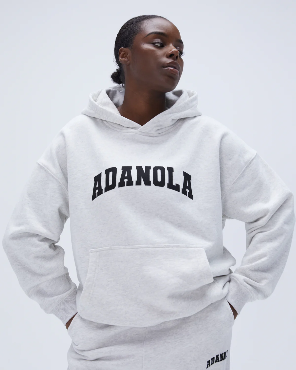 Varsity Oversized Hoodie - Light Grey Melange