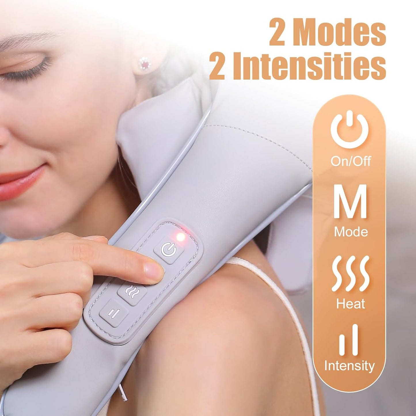 Neck Massager with Heat, Cordless Neck Massager for Pain Relief Deep Tissue, Shiatsu Back Shoulder and Neck Massager for Cervical Leg, Ideal Gifts