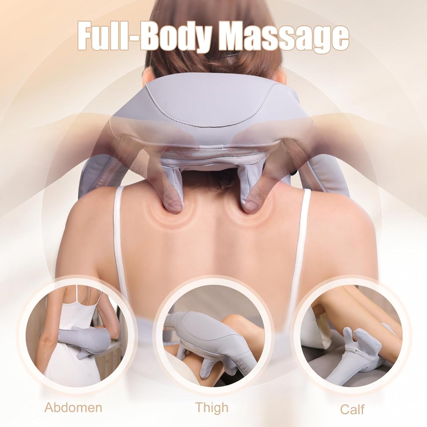 Neck Massager with Heat, Cordless Neck Massager for Pain Relief Deep Tissue, Shiatsu Back Shoulder and Neck Massager for Cervical Leg, Ideal Gifts