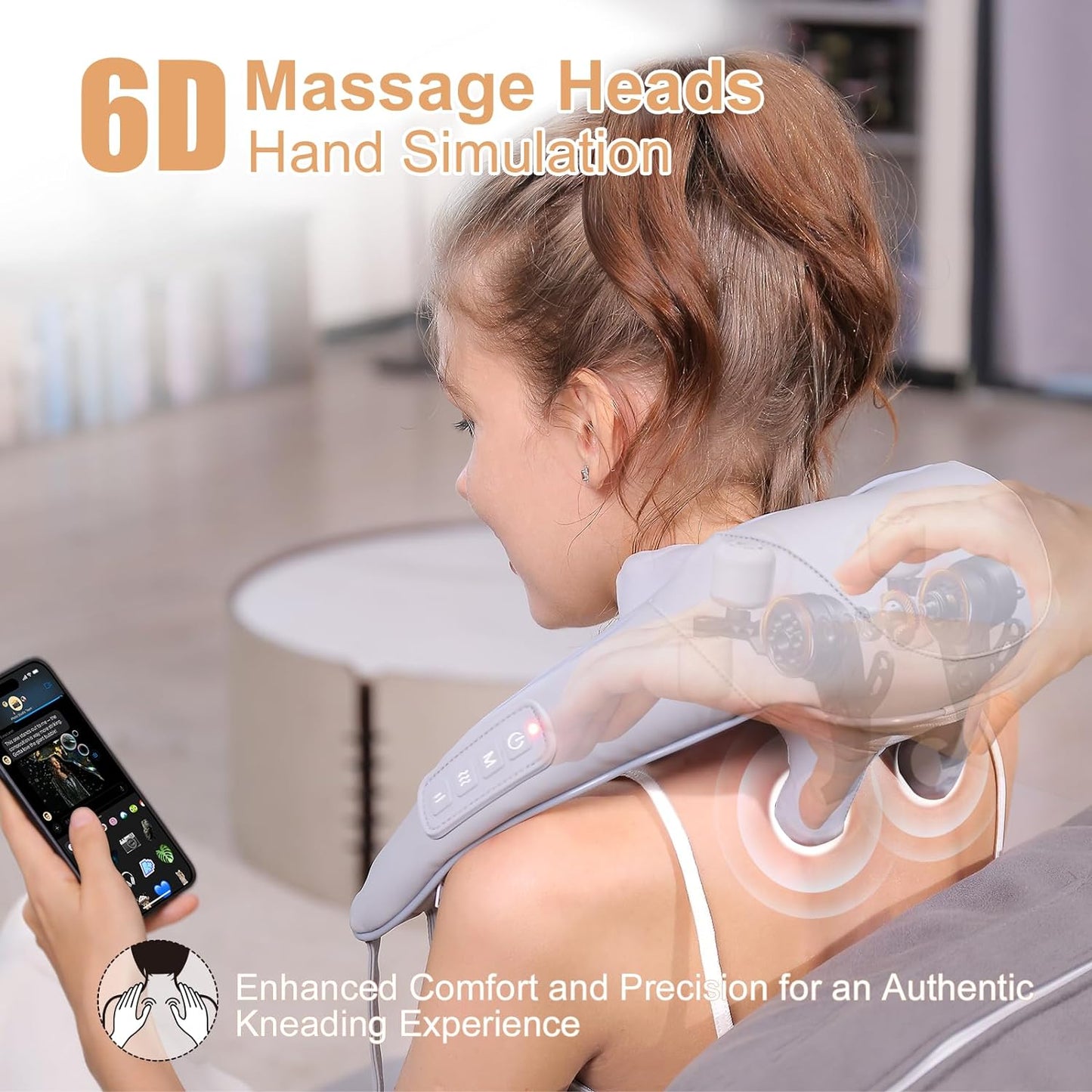 Neck Massager with Heat, Cordless Neck Massager for Pain Relief Deep Tissue, Shiatsu Back Shoulder and Neck Massager for Cervical Leg, Ideal Gifts