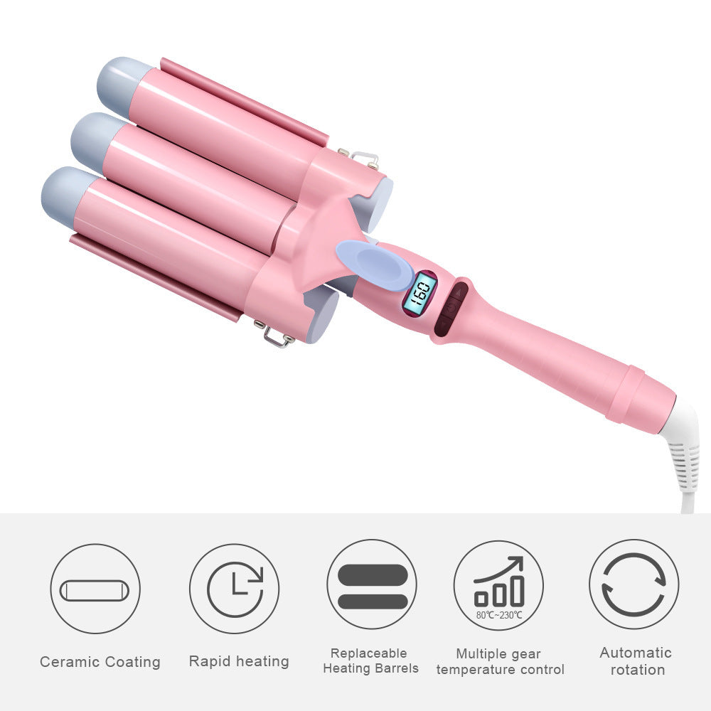 Multi-Temperature Control Triple Barrel Curling Iron
