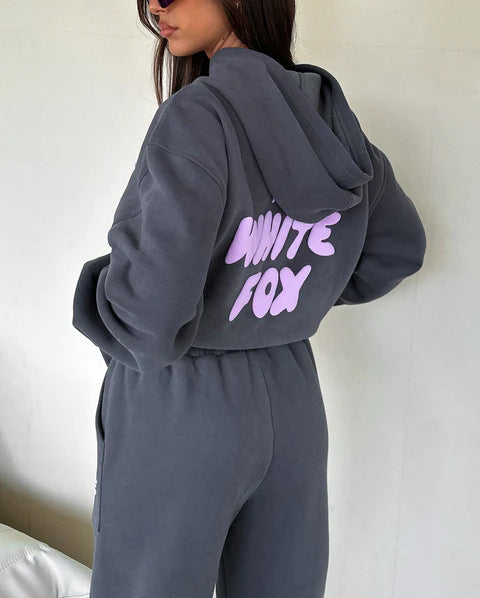 Sweater Suit Fashion Sports Long Sleeve Pullover Hooded Sweater Two-Piece Set