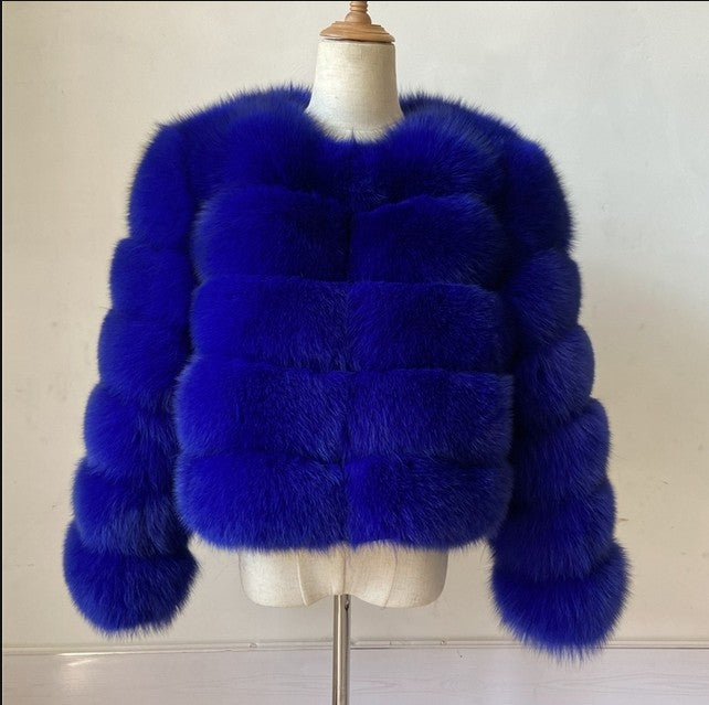 Women faux fur coat, winter long night hat crew neck outwear plush warm winter coat