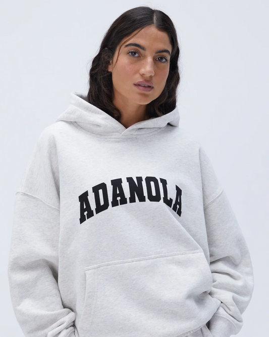 Varsity Oversized Hoodie - Light Grey Melange