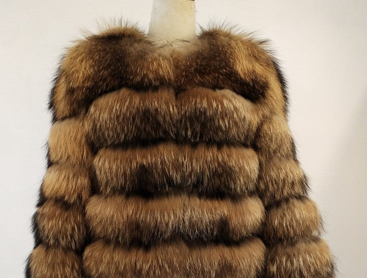 Women faux fur coat, winter long night hat crew neck outwear plush warm winter coat