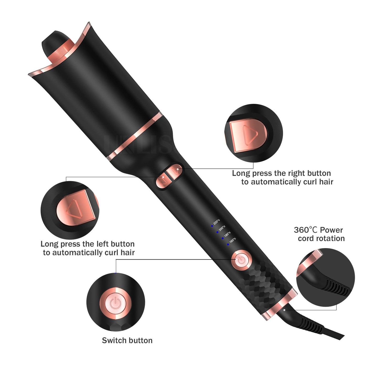 Automatic spiral curling iron